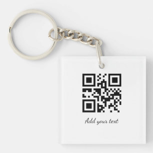 Porte-clés code QR personnalisé simple ajoutez votre nom text