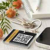 Porte-clés Code QR personnalisé Texte Black Gold moderne (Devant Droit)