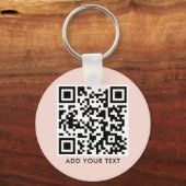 Porte-clés Code QR personnalisé Texte moderne Blush rose (Recto)