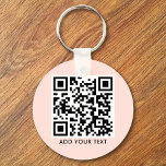 Porte-clés Code QR personnalisé Texte moderne Blush rose<br><div class="desc">Téléchargez un code QR, ajoutez du texte et créez facilement votre porte - clé personnalisé. Cliquez sur MODIFIER LA CONCEPTION (EDIT DESIGN) pour modifier la couleur arrière - plan ou la couleur du texte. Vous pouvez TRANSFÉRER ce DESIGN sur d'autres produits Zazzle et l'ajuster à la plupart des articles Zazzle....</div>