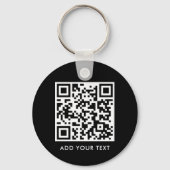 Porte-clés Code QR personnalisé Texte moderne Noir Blanc (Recto)