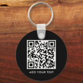 Porte-clés Code QR personnalisé Texte moderne Noir Blanc (Recto)