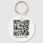 Porte-clés Code QR personnalisé Texte moderne Noir Blanc (Recto)