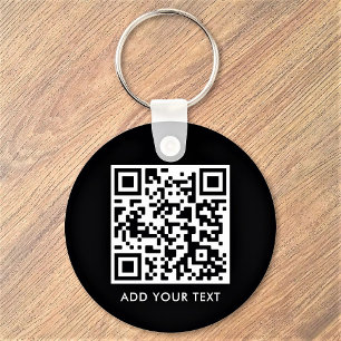 Porte-clés Code QR personnalisé Texte moderne Noir Blanc