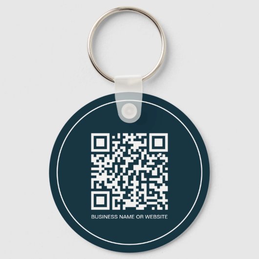 Porte-clés Code QR personnalisé Texte promotionnel Swag bleu  (Recto)