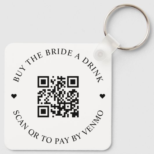 Porte-clés Code QR pour offrir un verre à la mariée (Dos)