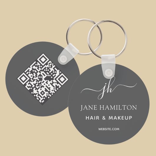 Porte-clés Code QR Promotionnel Entreprise Gris