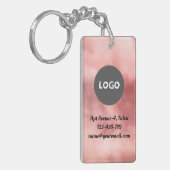 Porte-clés Code QR Rose défraîchi et logo d'entreprise double (Devant gauche)