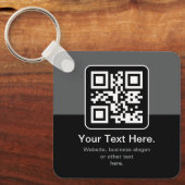 Porte-clés Code QR scannable moderne | Noir Gris & Blanc (Recto)