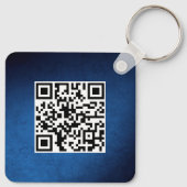 Porte-clés Code QR Simple Logo Dégradé Bleu Promotionnel (Dos)