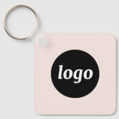 Porte-clés Code QR Simple Logo Entreprise Rose Pâle (Recto)