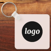 Porte-clés Code QR Simple Logo Entreprise Rose Pâle (Recto)
