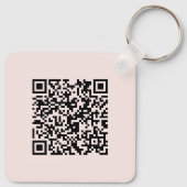 Porte-clés Code QR Simple Logo Entreprise Rose Pâle (Dos)
