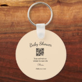Porte-clés Code QR simple pour baby shower avec nom et texte (Recto)