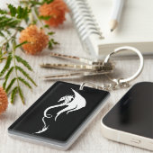 Porte-clés Code QR tribal dragon noir blanc gras (Devant droit)