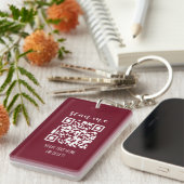 Porte-clés Code QR Votre logo Burgundy Business (Devant droit)