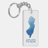 Porte-clés Code zip de forme d'état New Jersey personnalisé N (Devant gauche)