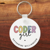 Porte-clés Coder Personnalisé Programmeur Girl Cadeaux fille (Recto)