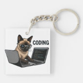 Porte-clés Coding Siamese Cat Cartoon (Dos)