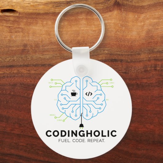 Porte-clés Codingholic Tech Brain Programmer (Recto)
