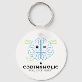 Porte-clés Codingholic Tech Brain Programmeur  (Recto)