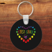 Porte-clés Coeur 100e Jour de 1ère année Enseignant Autisme A (Recto)