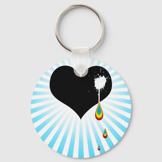 Porte-clés coeur arc-en-ciel. (Recto)