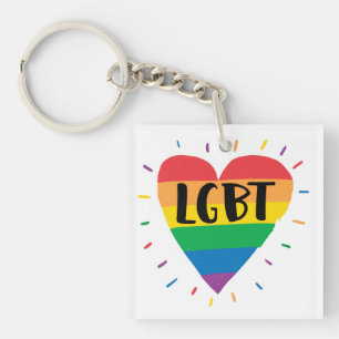 Porte-clés Coeur arc-en-ciel LGBT