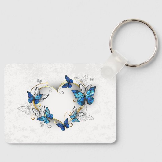 Porte-clés Coeur bijoux avec papillons Morpho (Recto)