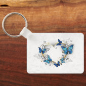 Porte-clés Coeur bijoux avec papillons Morpho (Verso)