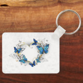 Porte-clés Coeur bijoux avec papillons Morpho (Recto)