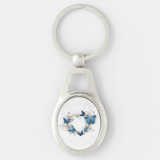 Porte-clés Coeur bijoux avec papillons Morpho (Devant)