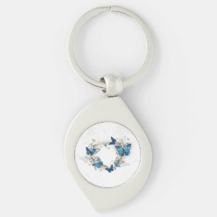 Porte-clés Coeur bijoux avec papillons Morpho