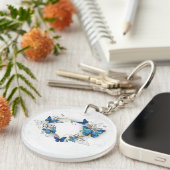 Porte-clés Coeur bijoux avec papillons Morpho (Devant Droit)