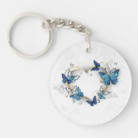 Porte-clés Coeur bijoux avec papillons Morpho (Devant)