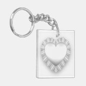 Porte-clés Coeur blanc de dentelle personnalisable (Devant gauche)