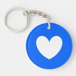 Porte-clés Coeur blanc sur bleu