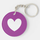 Porte-clés Coeur blanc sur Cactus violet Fleur violet (Dos)