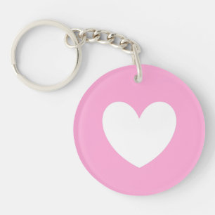 Porte-clés Coeur blanc sur Cotton Candy rose