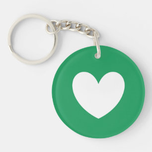 Porte-clés Coeur blanc sur Kelly green