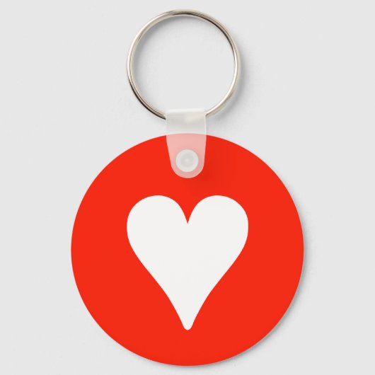 Porte-clés Coeur blanc sur rouge - Cercle clé (Recto)