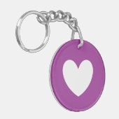 Porte-clés Cœur blanc sur violet (Devant gauche)