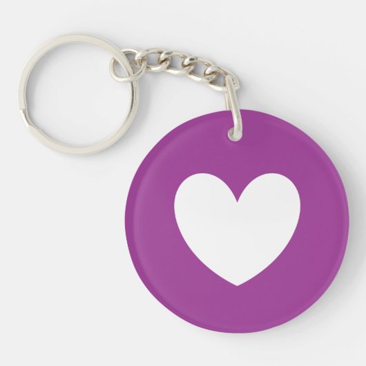 Porte-clés Cœur blanc sur violet (Devant)