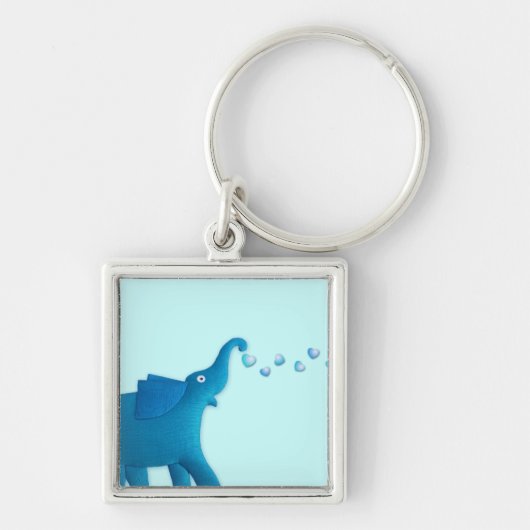 Porte-clés coeur bleu d'éléphant (Devant)