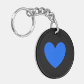 Porte-clés Cœur bleu sur fond noir (Devant gauche)