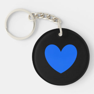 Porte-clés Cœur bleu sur fond noir