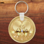 Porte-clés Coeur bon marché 50e anniversaire Mariage Faveurs (Recto)