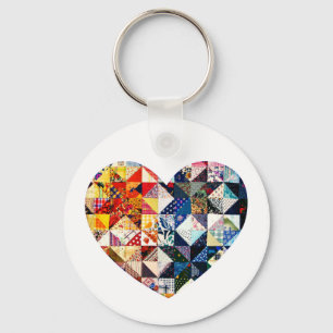 Porte-clés Coeur coloré d'édredon de patchwork