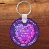 Porte-clés Coeur commémoratif rose en violet et rose (Recto)