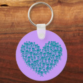 Porte-clés Coeur crâne turquoise (Recto)